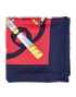 Hermes Eperon D'Or Scarf, £310, Accessories, Blue/Gold/Red, Silk, Front view