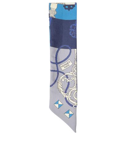 Hermes Key Twilly, &pound;80, Accessories, Blue/Grey/White, Silk, Front view