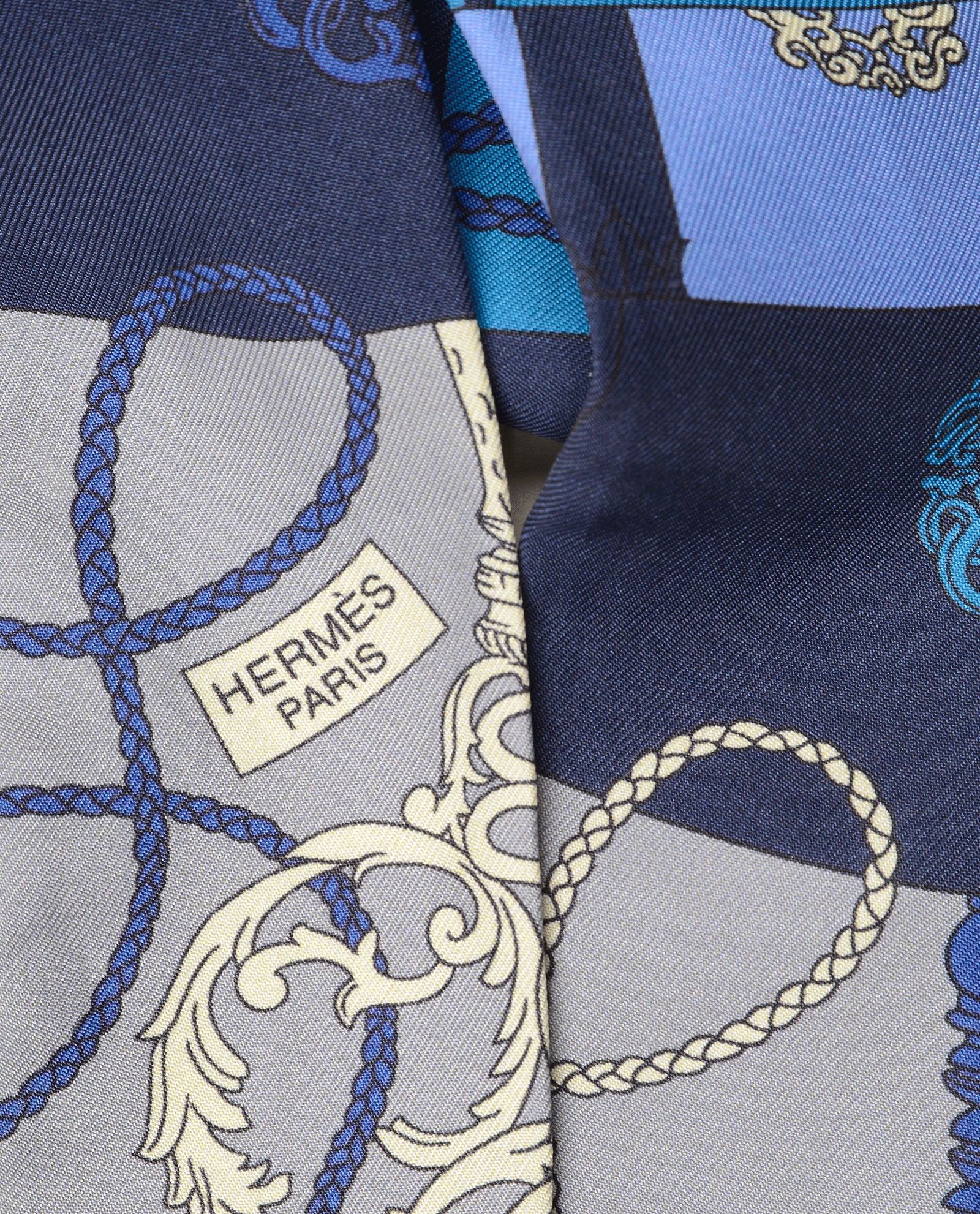Hermes Key Twilly, &pound;80, Accessories, Blue/Grey/White, Silk, Other view