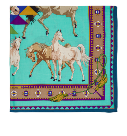 Hermès Les Chevaux Qataris Shawl, front view