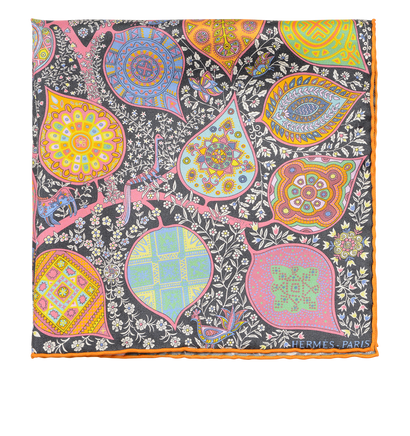 Hermes L'Arbre De Vie Pocket Square, front view
