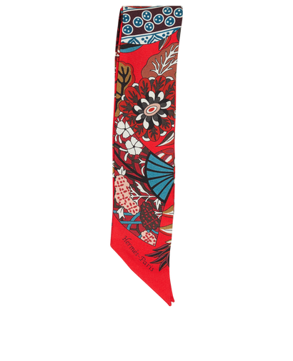 Hermes Fleurs Et Papillon Twilly, &pound;110, Accessories, Red, Silk, Front view