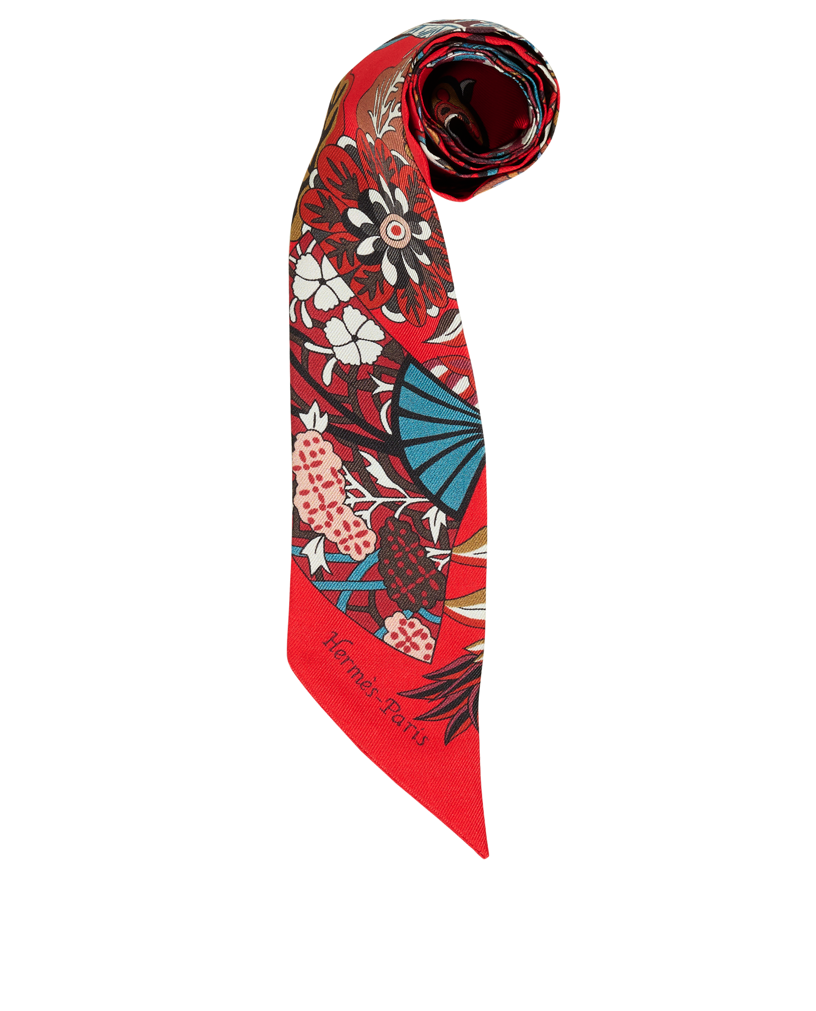 Hermes Fleurs Et Papillon Twilly, &pound;110, Accessories, Red, Silk, Other view