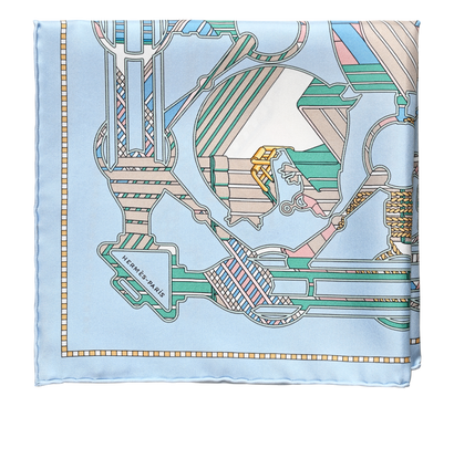 Hermes Tatersale en Zigzag Scarf 45, £110, Accessories, Blue, Silk, Front view