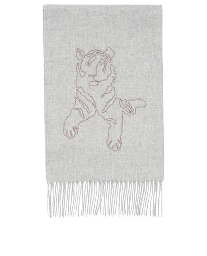 Hermès Tigre Royal Brode Muffler, &pound;295, Accessories, Grey, Cashmere, Front view