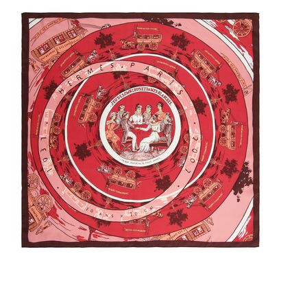 Hermès Jeu de Omnibus et Dames Blanches Scarf, front view