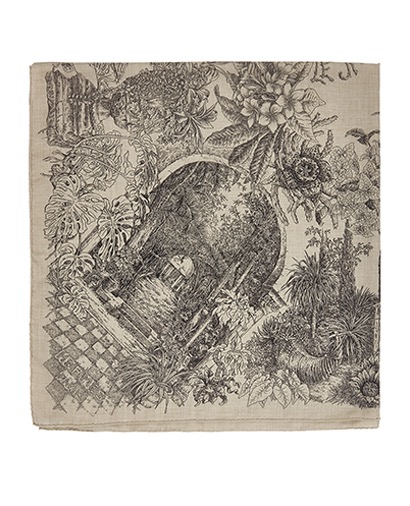 Hermes Le Jardin De Leila Shawl, &pound;335, Accessories, Grey, Cashmere, Front view