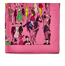 Padolcle Champs De Course Scarf,Silk, Pink/Multi, 90cm, 3*