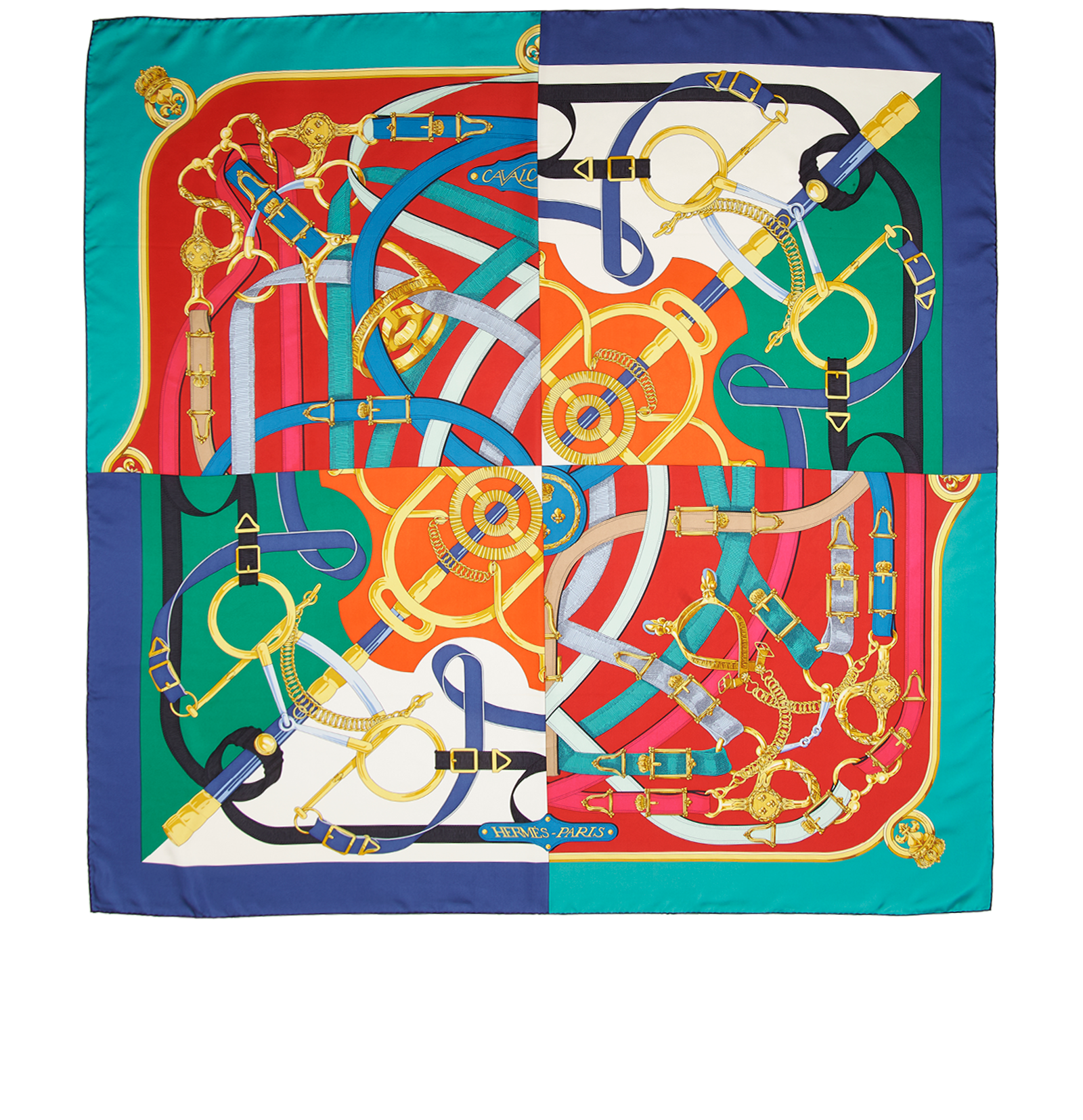Hermes Brides De Gala Shawl, &pound;390, Accessories, Blue/Red, Silk, Back view