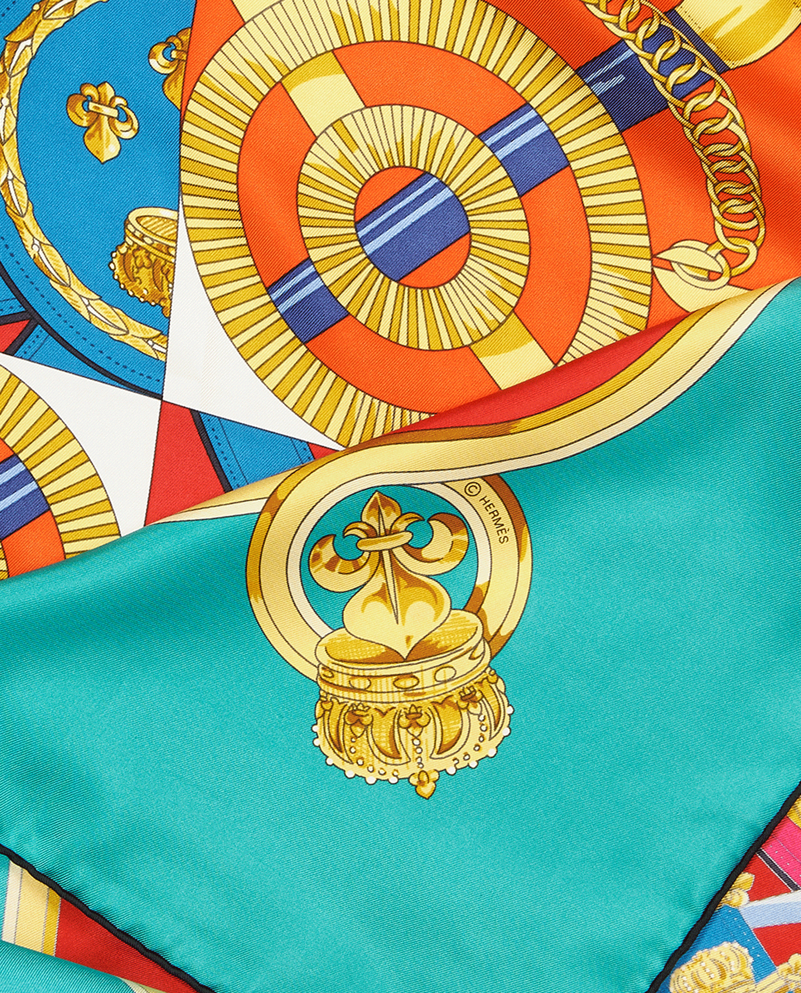 Hermes Brides De Gala Shawl, &pound;390, Accessories, Blue/Red, Silk, Other view