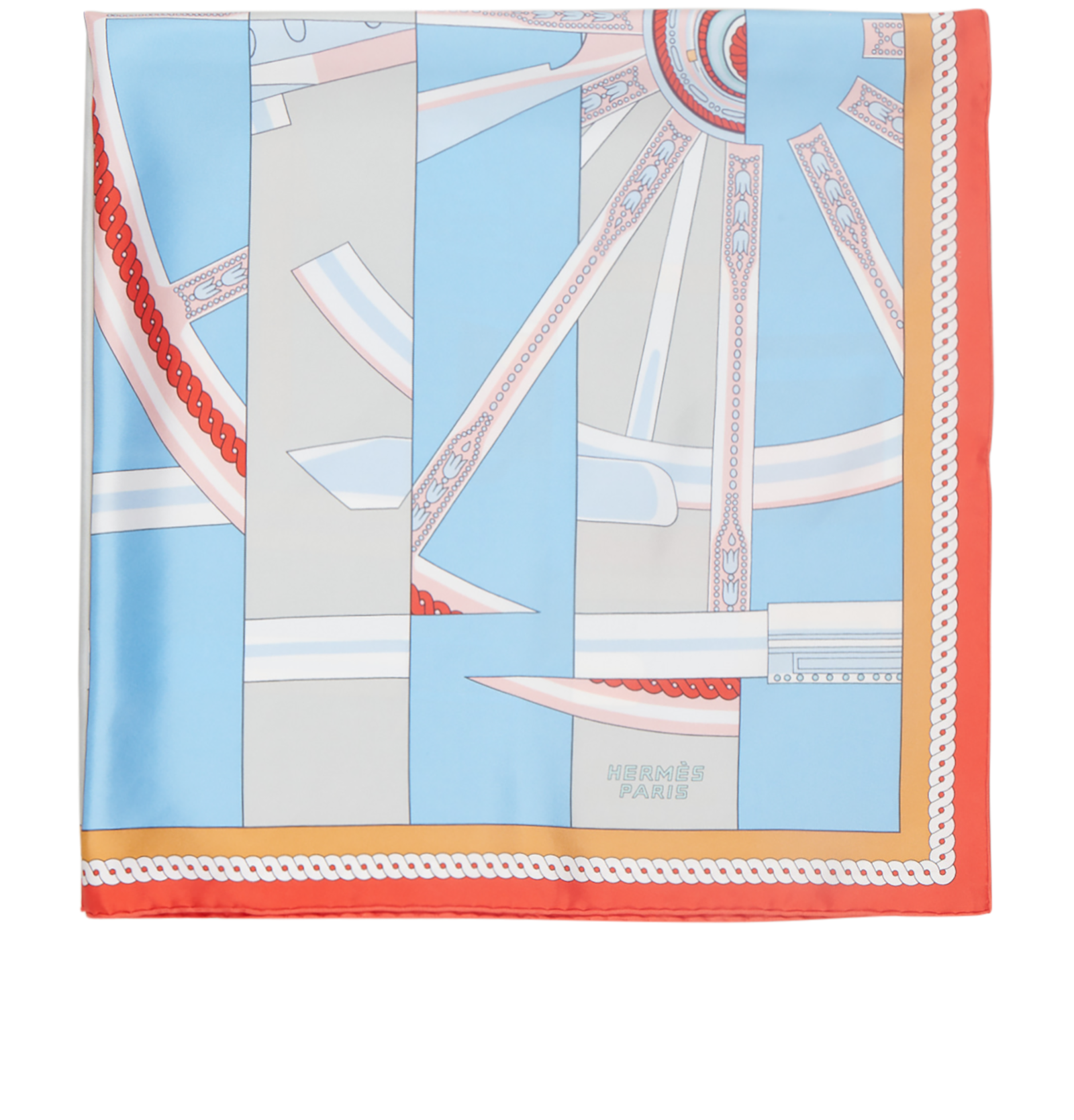 Hermes 90cm Bleu glacier/Rose/Blanc Silk A l'ombre des