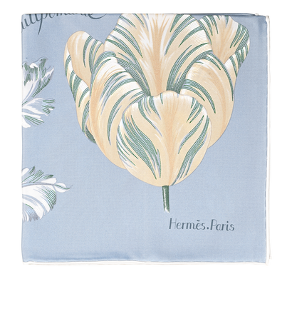 Hermes Tulipomanie Pocket Square 45, &pound;110, Accessories, Blue, Silk, Front view