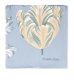 Hermes Tulipomanie Pocket Square 45, Silk, Blue, B, 3*
