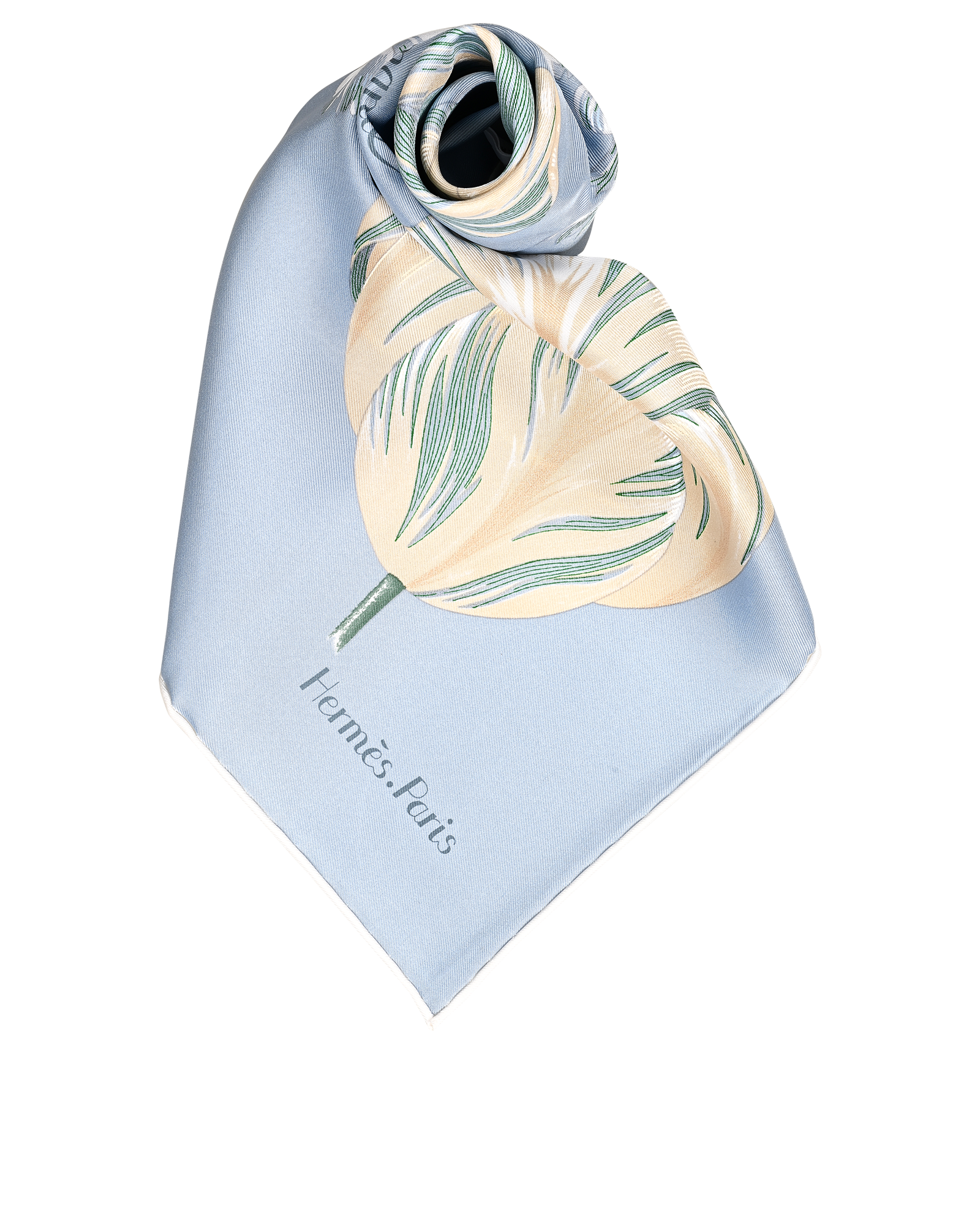 Hermes Tulipomanie Pocket Square 45, &pound;110, Accessories, Blue, Silk, Other view