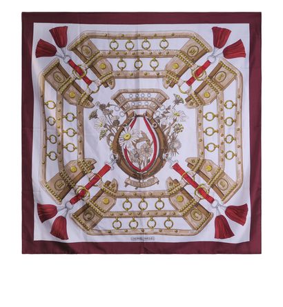 Hermes Scarf Du Champs, &pound;195, Accessories, Beige/Red/White/Yellow, Silk, Front view