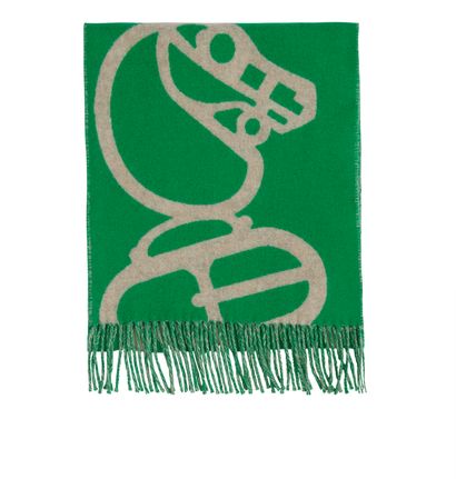 Hermès Casaque Do Re Boucles Muffler, £190, Accessories, Green, Cashmere, Front view