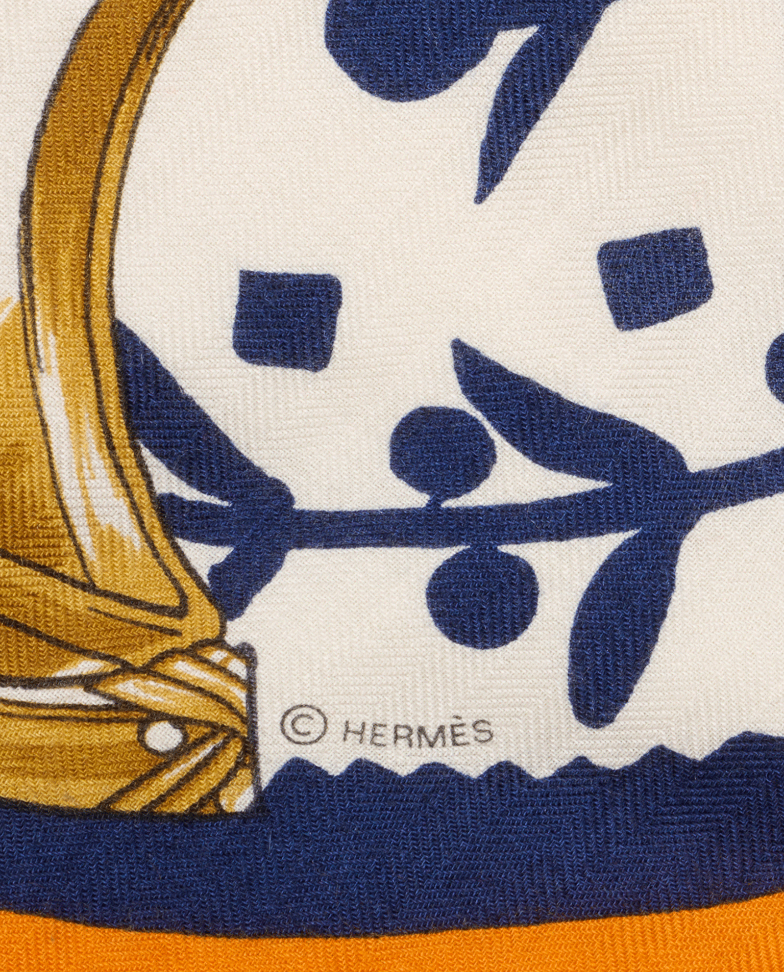 Hermes Etriers Remix Triangle Scarf, &pound;275, Accessories, Blue/Cream/Orange, Cashmere, Other view