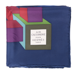 Hermes A.M. Cassandre Carre 90, Silk, Navy/Burgundy, B, 3*