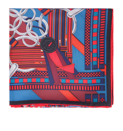 Hermes Brides Et Gris-Gris Carre 90, Silk, Blue/Red, B, 3*