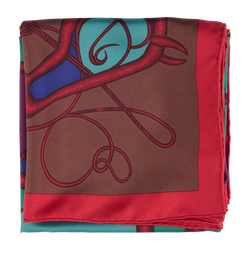 Hermes Coup De Fouet Carre 90, Silk, Maroon/Blue/Teal, 2*