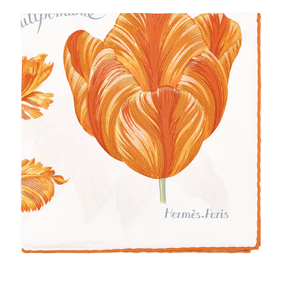 Hermes Tulipomanie Pocket Square 45, &pound;110, Accessories, Orange, Silk, Front view