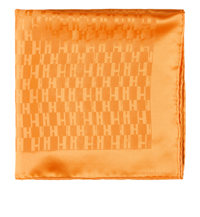 Hermes Faconnee Grand H Pocket Square 45, &pound;90, Accessories, Orange, Silk, Front view