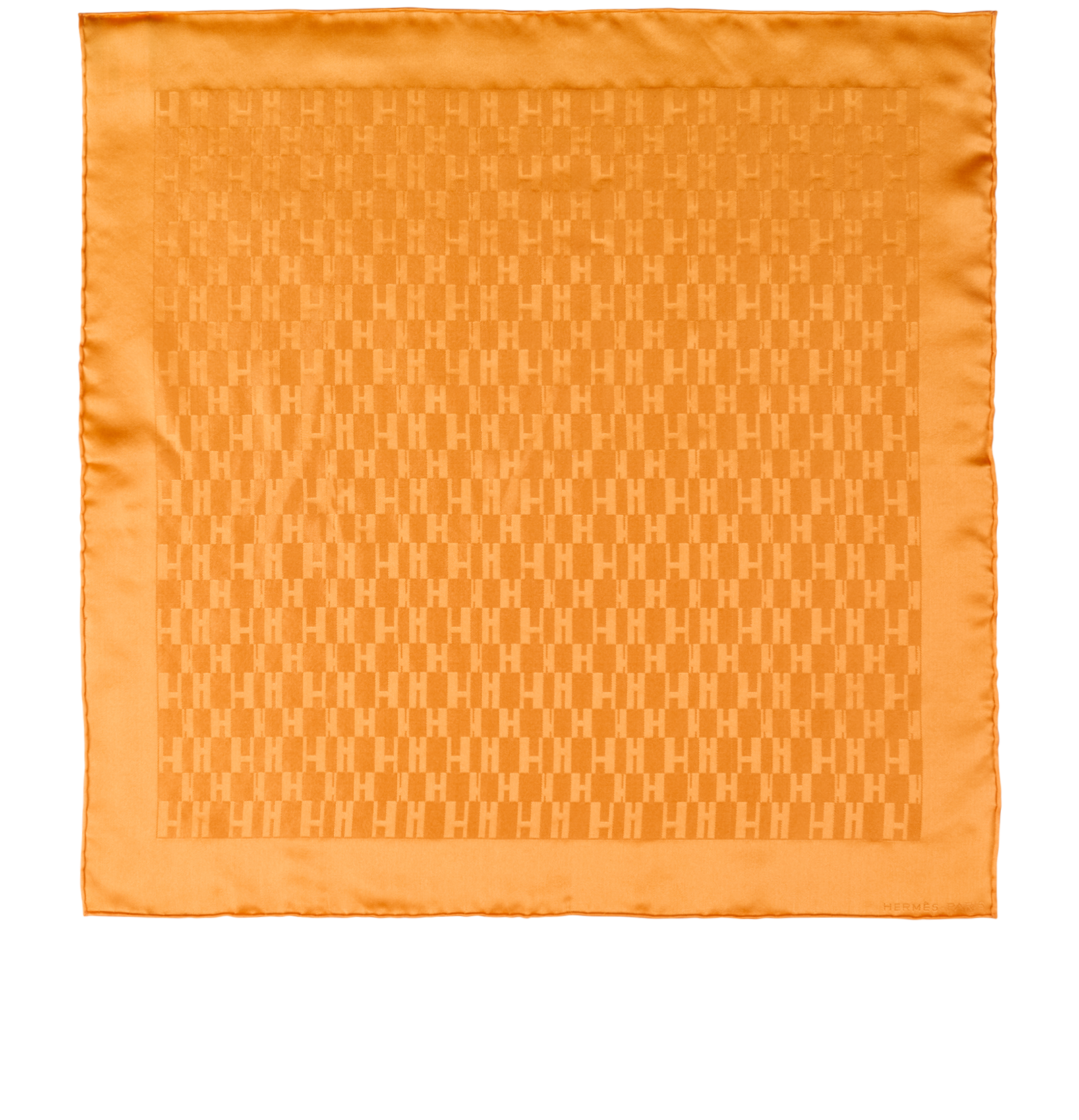 Hermes Faconnee Grand H Pocket Square 45, &pound;90, Accessories, Orange, Silk, Back view