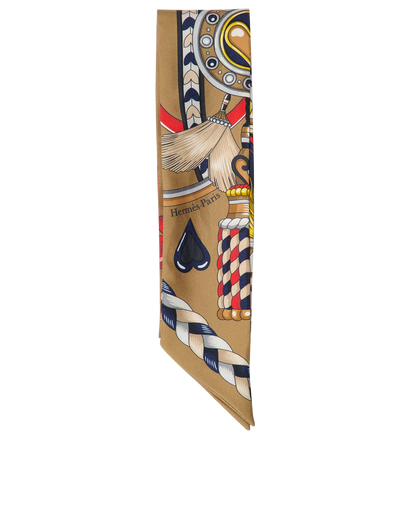 Hermes Harnais De Coeur Twilly, £130, Accessories, Brown/Navy/Red/Yellow, Silk, Front view
