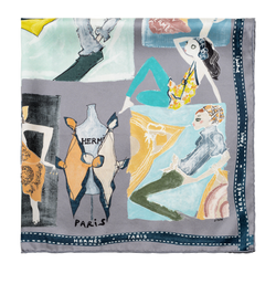 Hermes Jaime Mon Carre Scarf, Silk, Grey, MIF, B, 3*