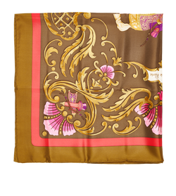 Hermes Cheval Turc Scarf, Silk, Brown/Pink, B, 3*