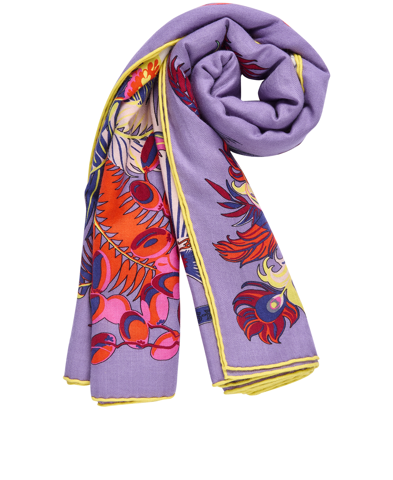 Hermes Mythiques Phoenix Shawl 140, &pound;510, Accessories, Purple, Cashmere/Silk, Other view