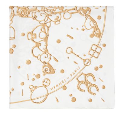 Hermès Cheval Fusion Scarf, &pound;140, Accessories, Gold/White, Silk, Front view