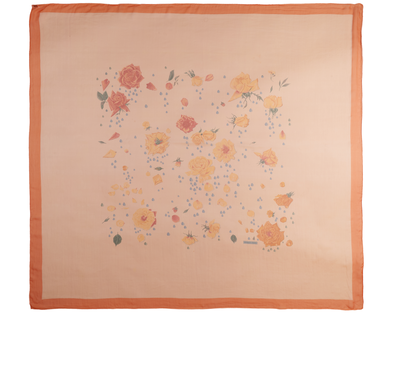 Hermes Roses Shawl, &pound;320, Accessories, Orange, Silk, Back view