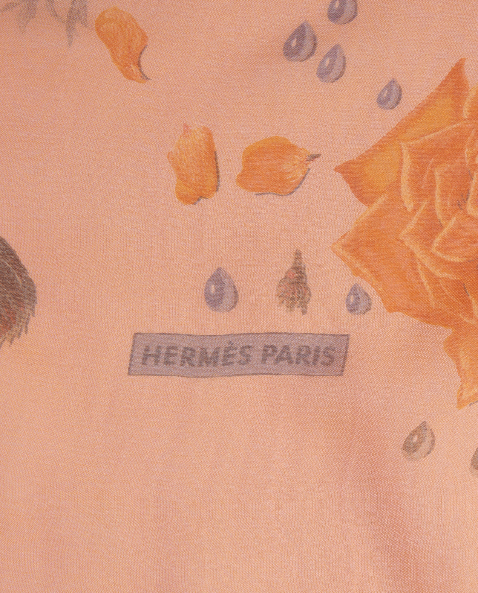 Hermes Roses Shawl, &pound;320, Accessories, Orange, Silk, Other view