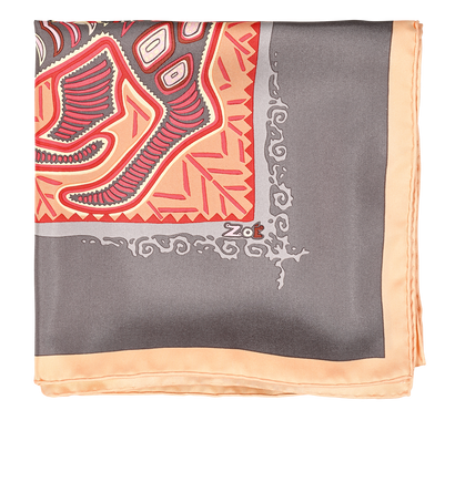 Hermes Legende Kuna Scarf, &pound;295, Accessories, Grey/Orange, Silk, Front view