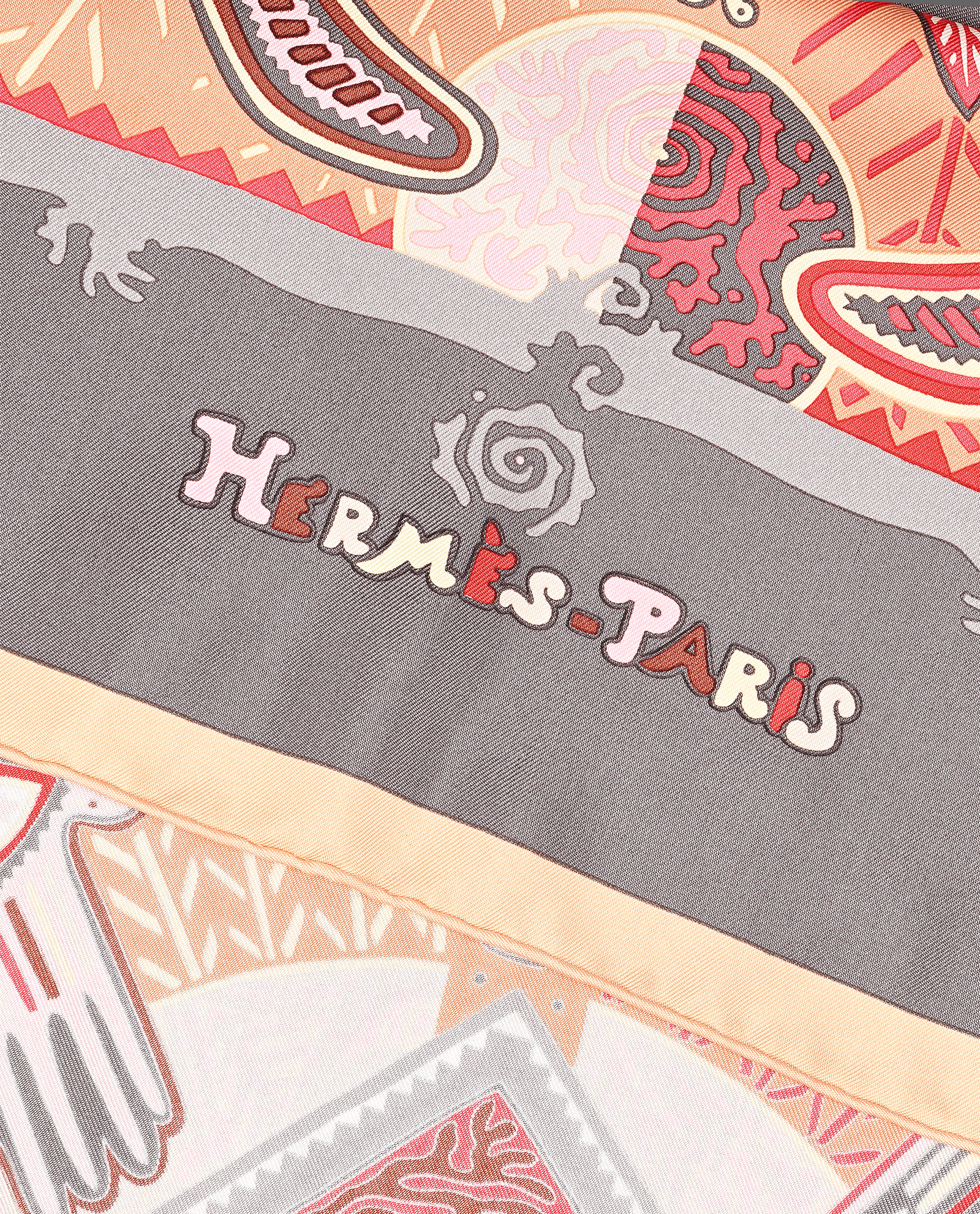 Hermes Legende Kuna Scarf, &pound;295, Accessories, Grey/Orange, Silk, Other view