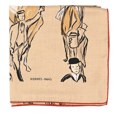 Hermes Paddock Shawl 140, &pound;480, Accessories, Beige, Cashmere/Silk, Front view