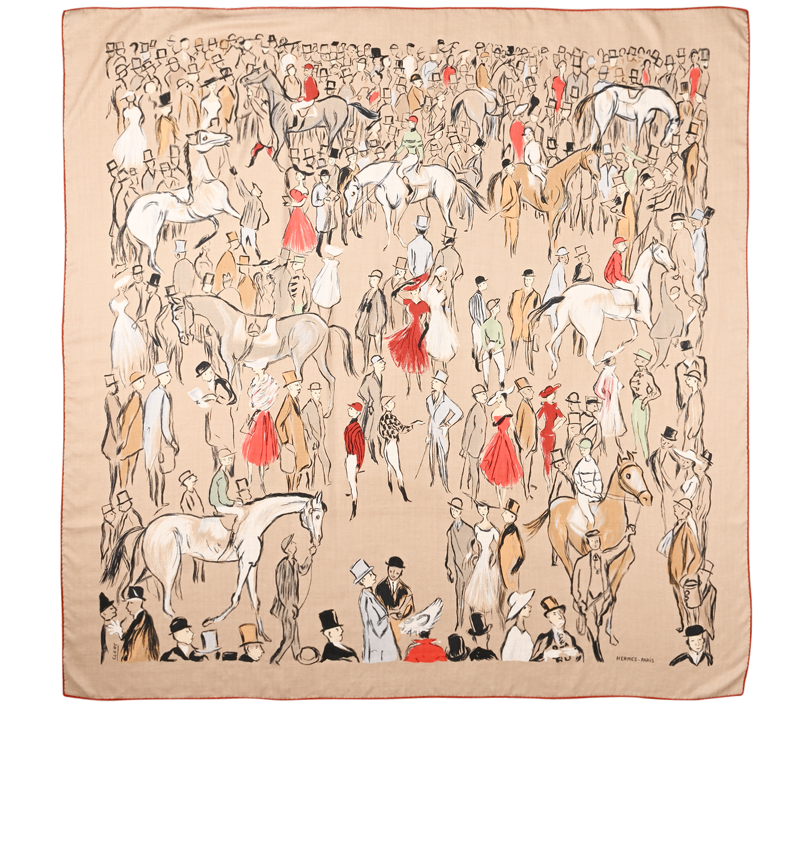Hermes Paddock Shawl 140, &pound;480, Accessories, Beige, Cashmere/Silk, Back view