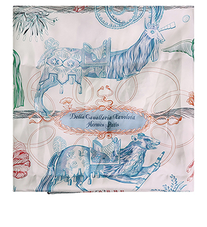 Hermes Della Cavalleria Favolosa Scarf, &pound;250, Accessories, Blue/White, Silk, Front view