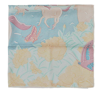 Hermes Ivresse Au Vent Scarf 65, &pound;275, Accessories, Cream/Gold/Red, Silk, Front view