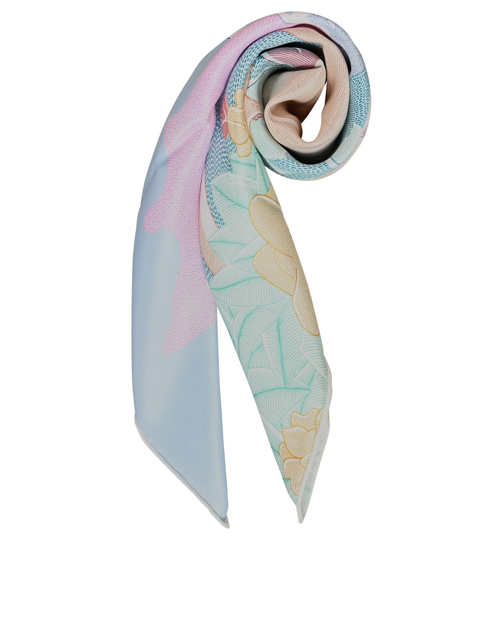 Hermes Ivresse Au Vent Scarf 65, &pound;275, Accessories, Cream/Gold/Red, Silk, Other view