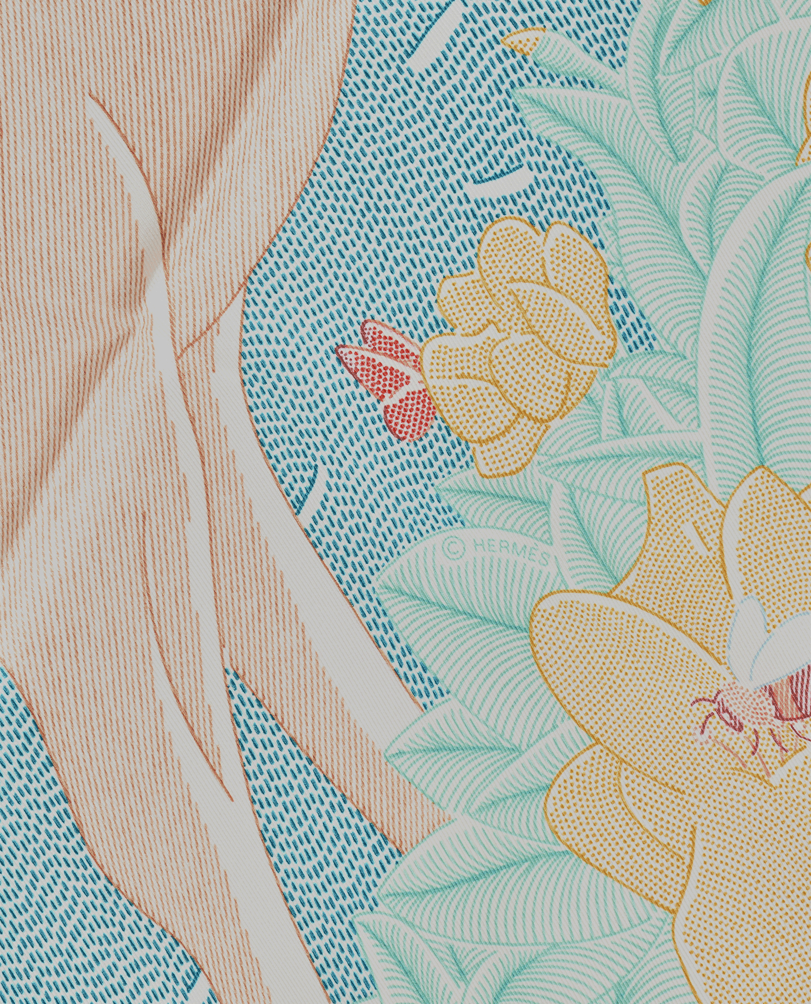 Hermes Ivresse Au Vent Scarf 65, &pound;275, Accessories, Cream/Gold/Red, Silk, Other view