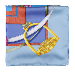 Hermes Grand Manage Scarf, Silk, Blue, 3*
