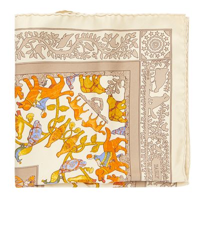 Hermès Early America Scarf, &pound;120, Accessories, Beige/Orange, Silk, Front view