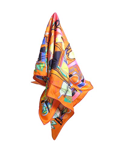 Hermes Modernisme Tropical Scarf, &pound;120, Accessories, Orange, Silk, Front view