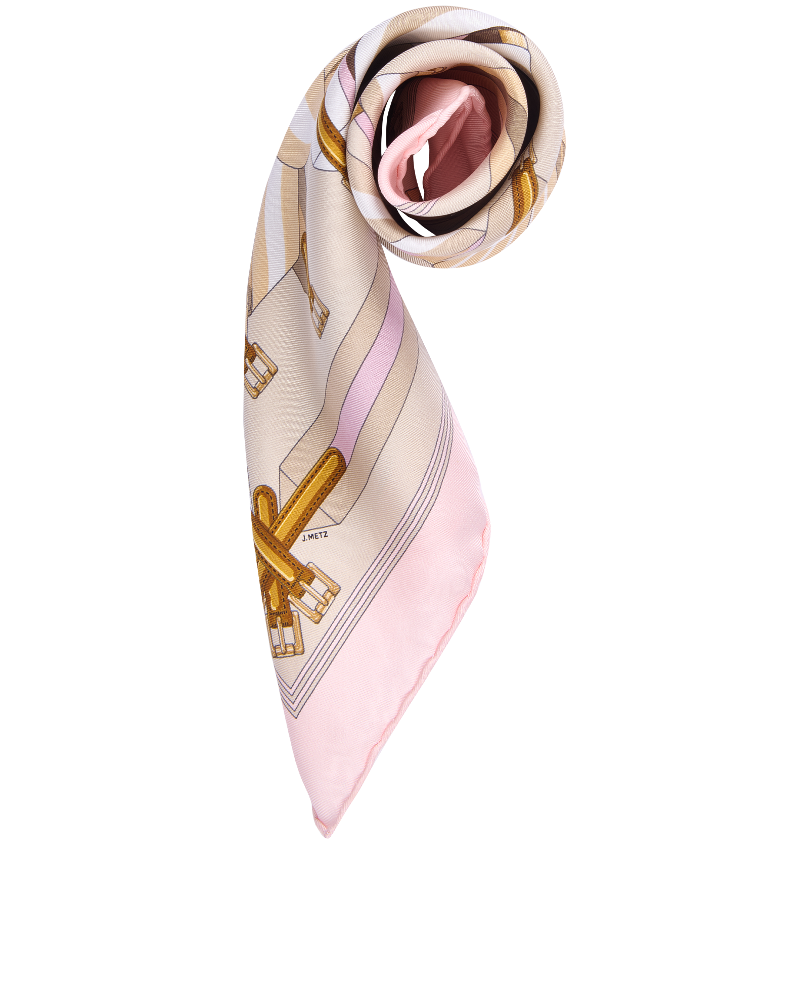 Hermes Les Sangles Pocket Square, &pound;110, Accessories, Beige/Pink, Silk, Other view