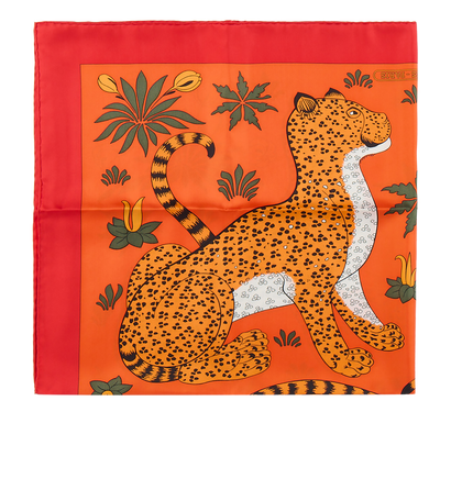 Hermes Les Leopards Scarf 90, front view