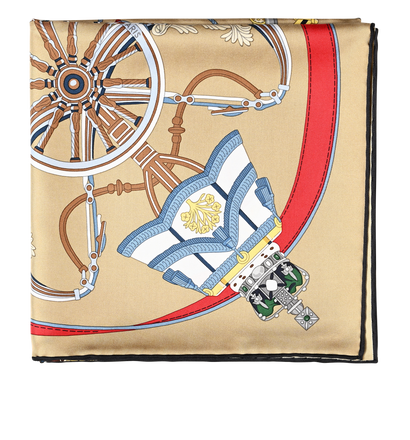 Hermes Stately Wheels Scarf, &pound;320, Accessories, Beige, Silk, Front view