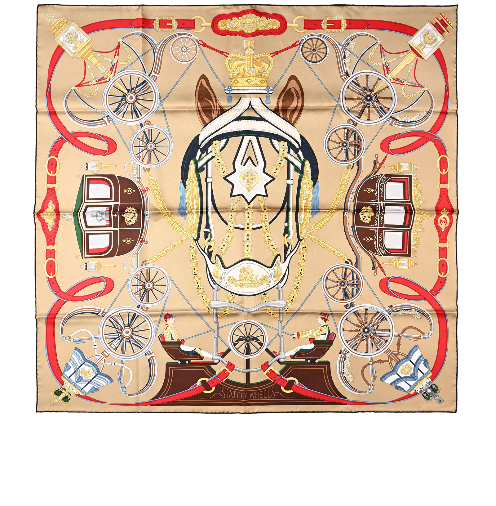Hermes Stately Wheels Scarf, &pound;320, Accessories, Beige, Silk, Back view