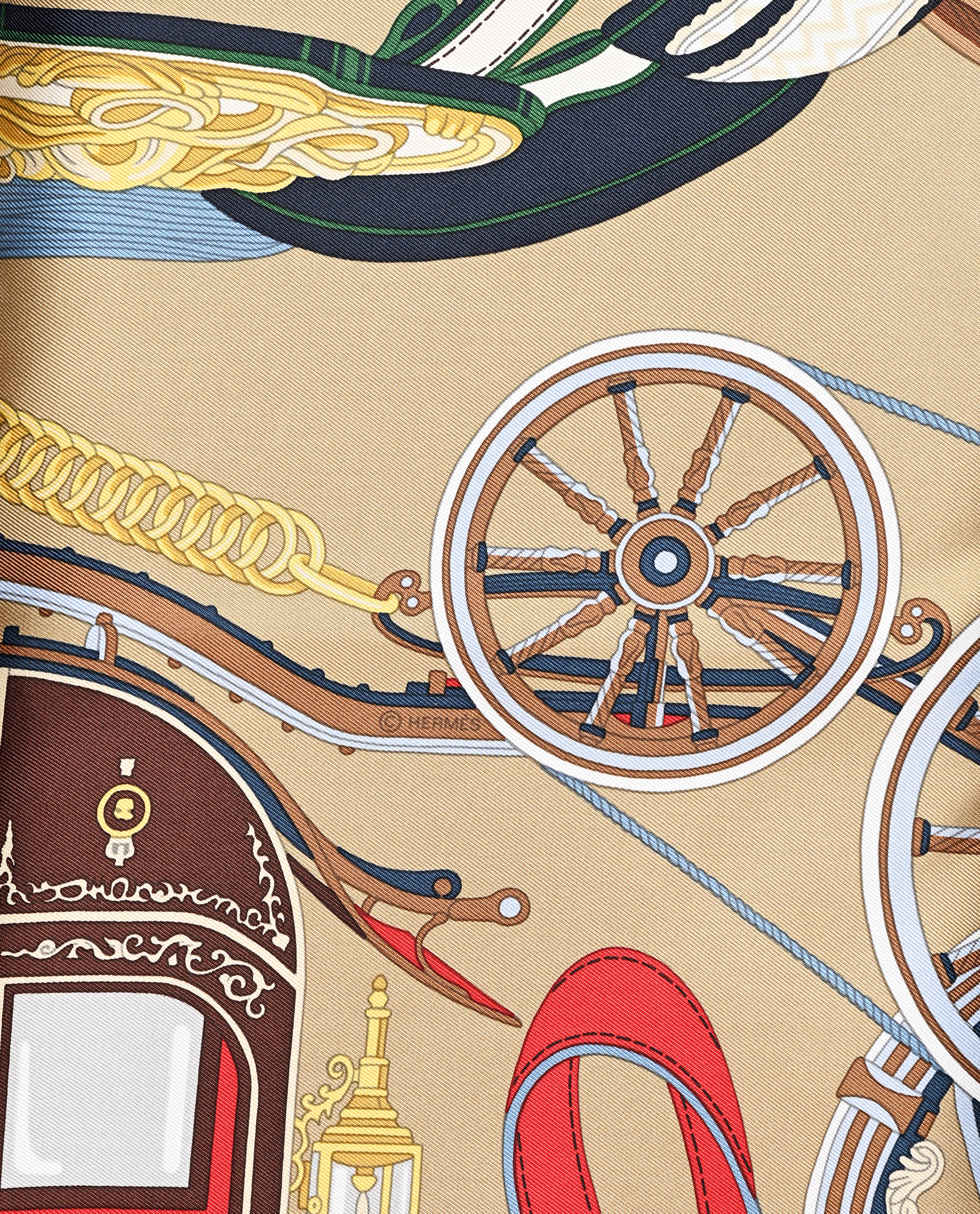 Hermes Stately Wheels Scarf, &pound;320, Accessories, Beige, Silk, Other view